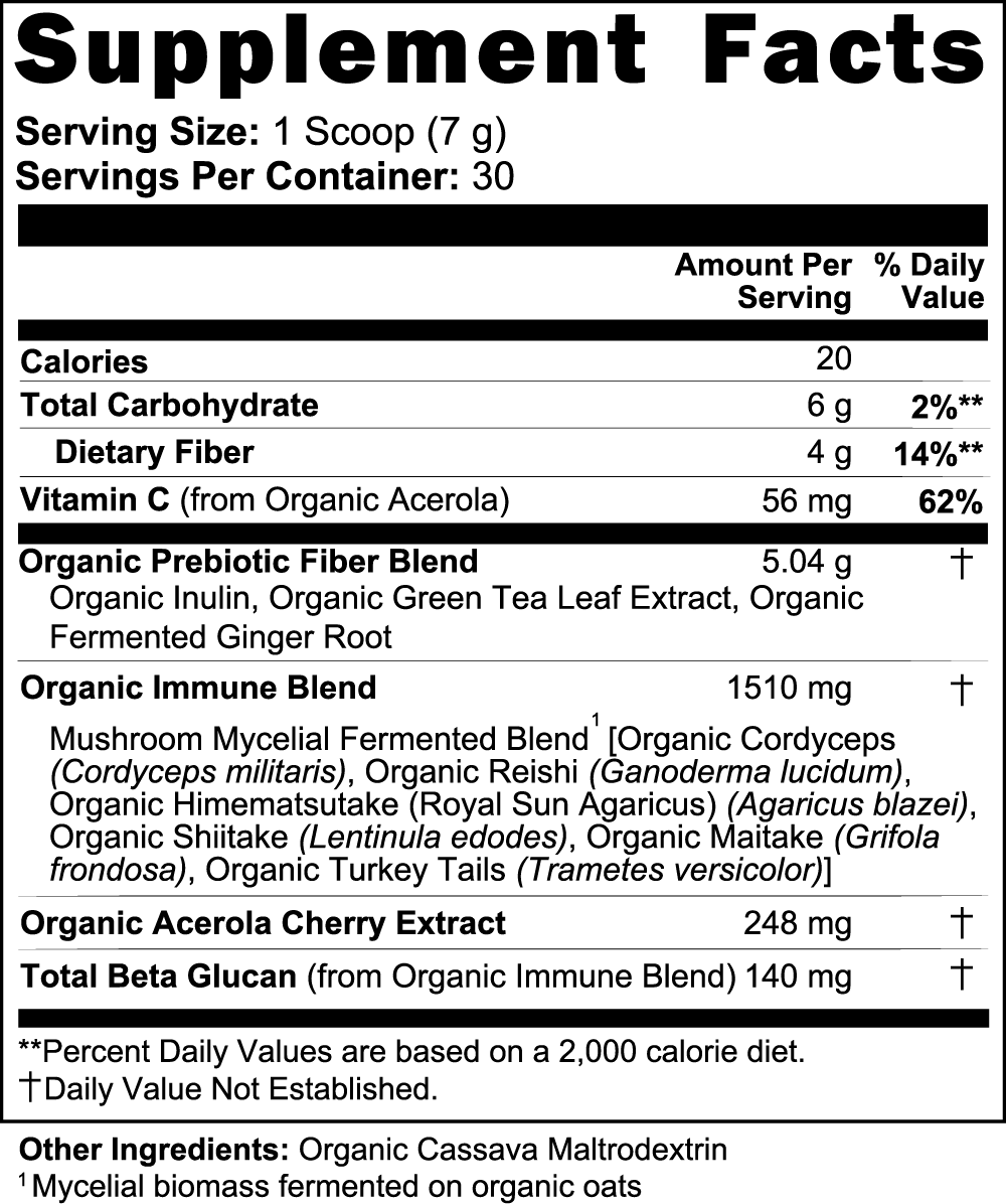 Fermented Mushroom Complex Organic 7-Mushroom Immunity Blend supplement bottle product image
