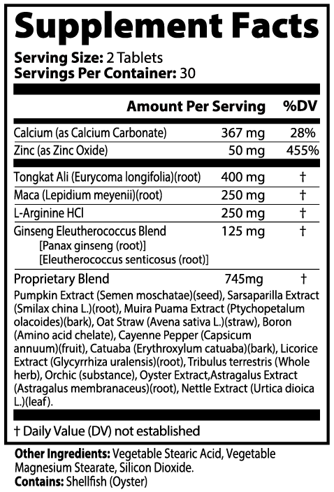Tongkat Ali & Zinc Stack Natural Energy & Performance supplement bottle product image