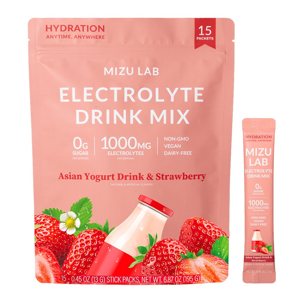 Mizu Lab Yogurt Drink and Strawberry electrolyte drink mix