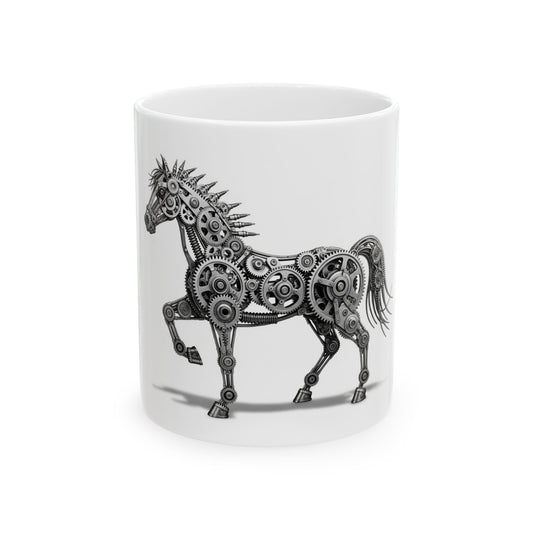 Mechanical Horse Ceramic Mug - Unique 11oz & 15oz Coffee Cup