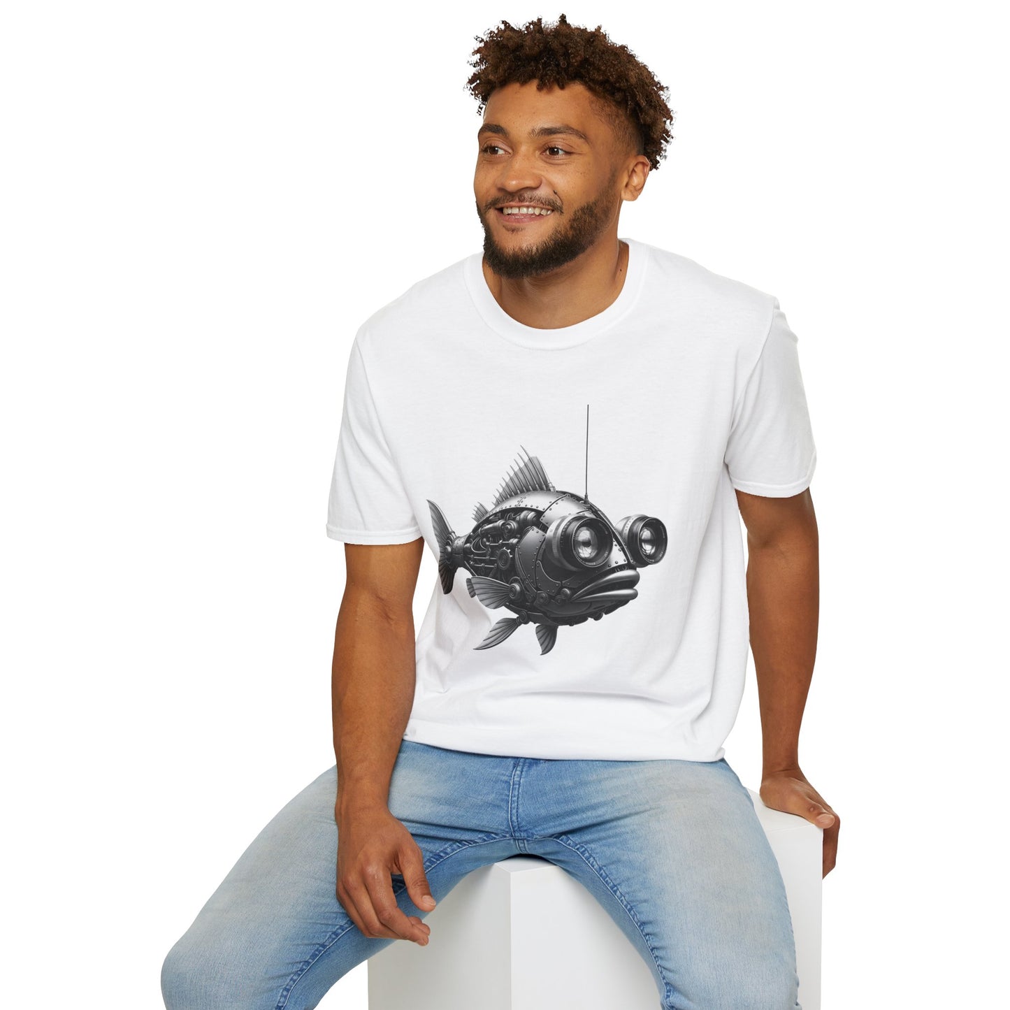 Unisex Softstyle T-Shirt - Robot Fishing for Data