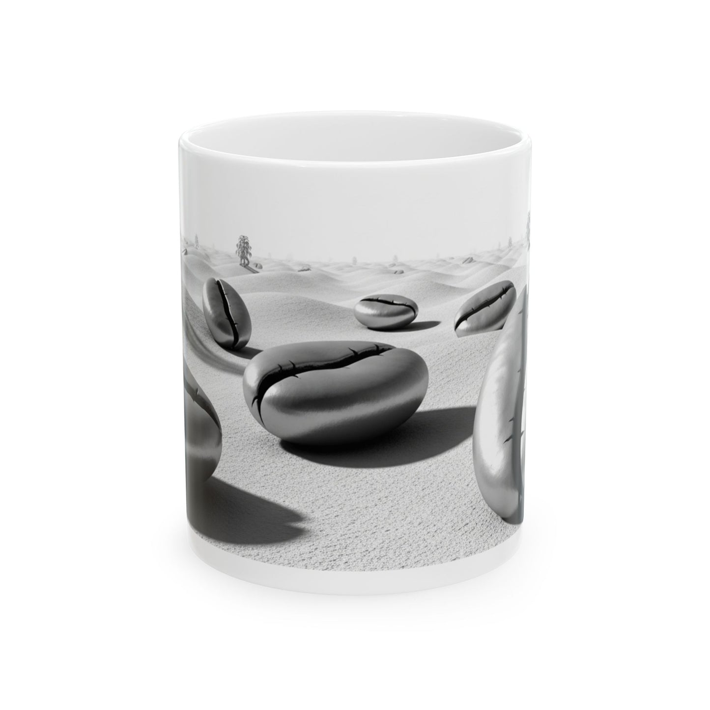 Mug - Coffee Bean Abstract Theme, Black and White - 11oz/15oz