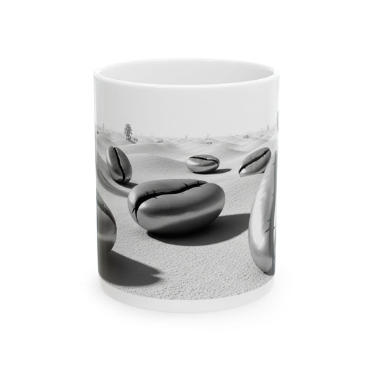 Mug - Coffee Bean Abstract Theme, Black and White - 11oz/15oz
