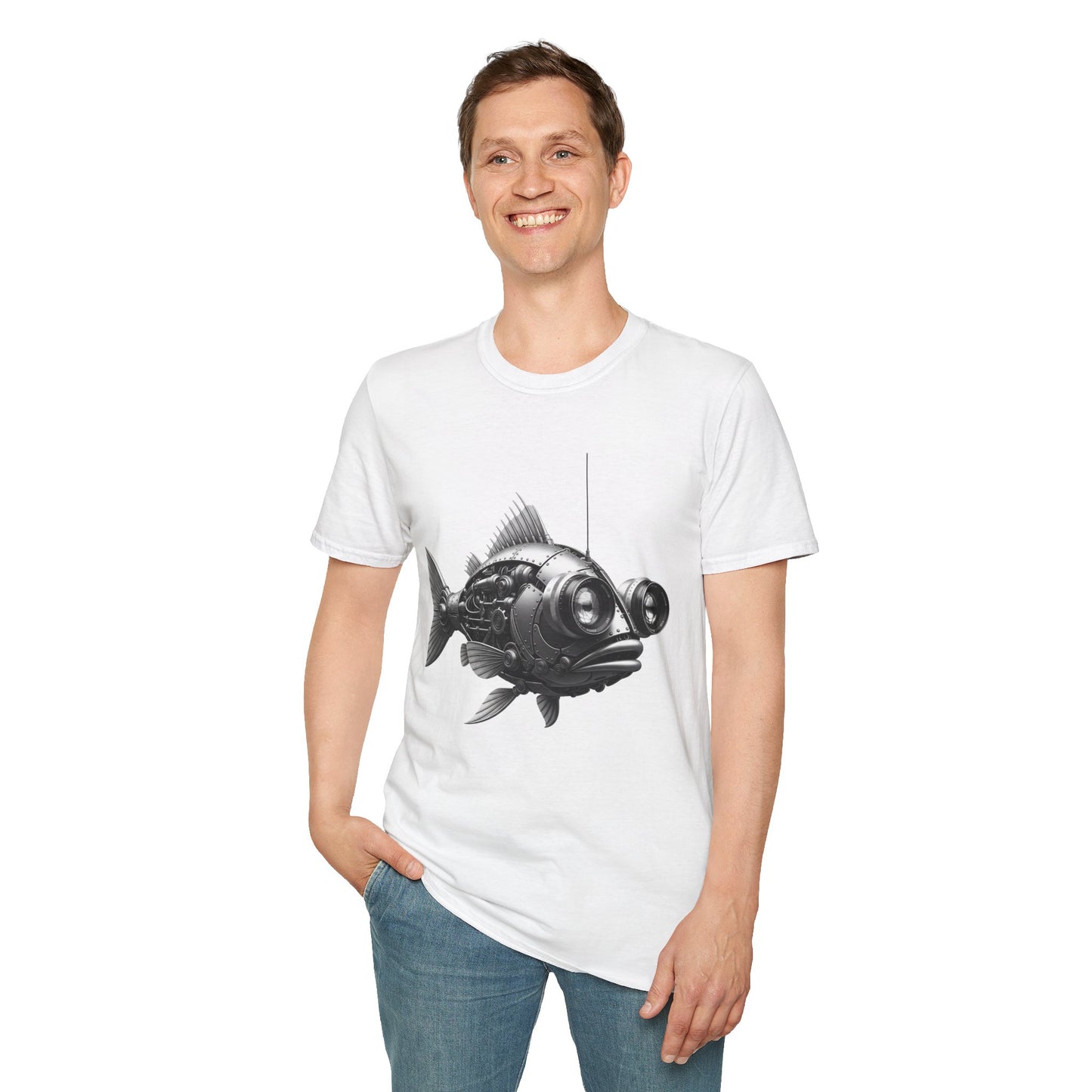 Unisex Softstyle T-Shirt - Robot Fishing for Data