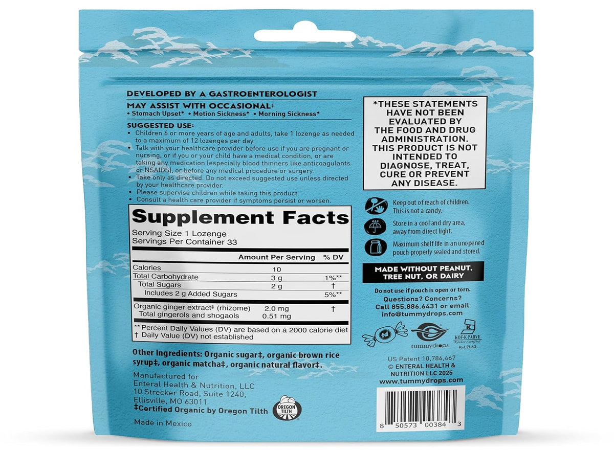 Organic Ginger Matcha Tummydrops, 33 ct