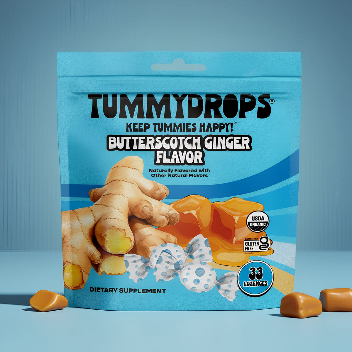 Organic Ginger Butterscotch Tummydrops, 33 ct