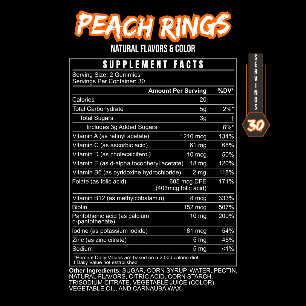 MULTI GUMMY Peach Rings Multivitamin Gummies