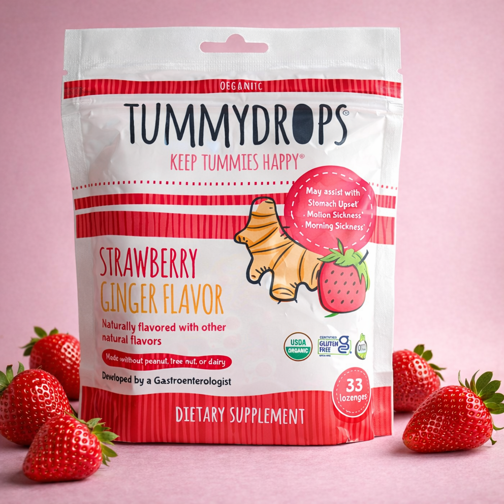 Organic Ginger Strawberry Tummydrops, 33 ct