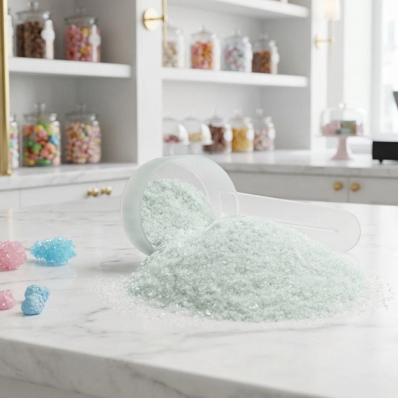 CogniCandy Nootropic Focus & Smart Energy Sour Candy Powder powder container on white marble coun