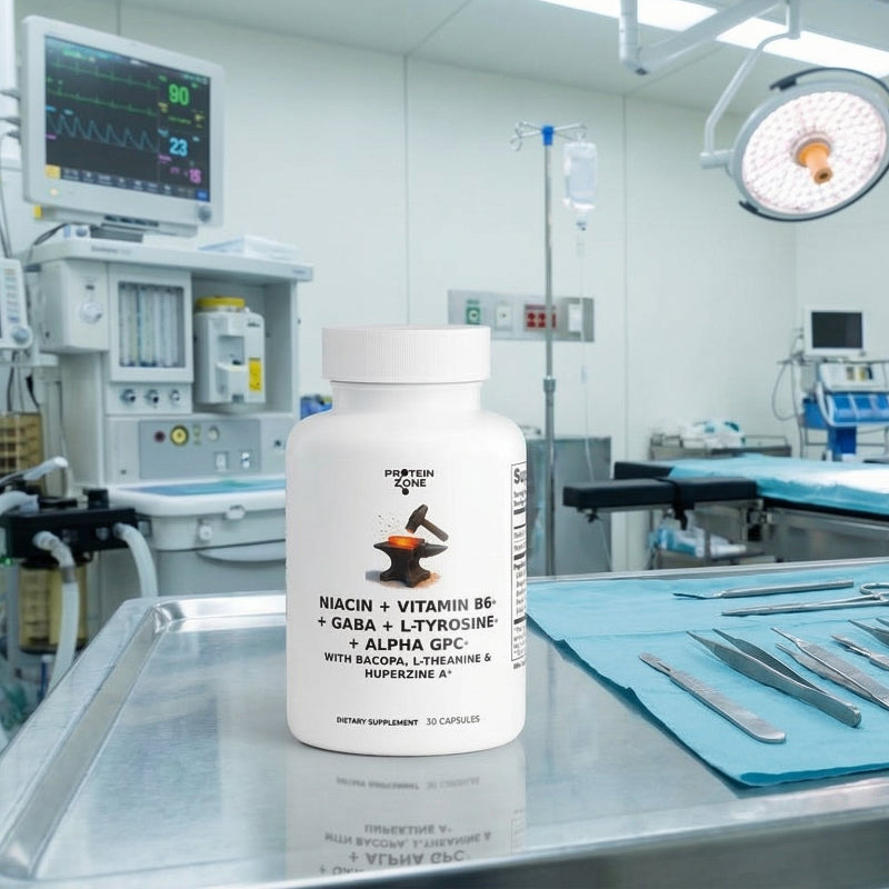 Mind Forge Premium Nootropic Stack for Focus & Mental Clarity product on counter of surgeons station in