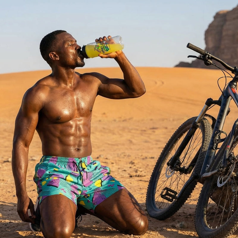 Secret Juice Lemon Hydrating Powder powder container in desert
