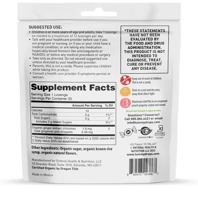 Organic Ginger Strawberry Tummydrops, 33 ct