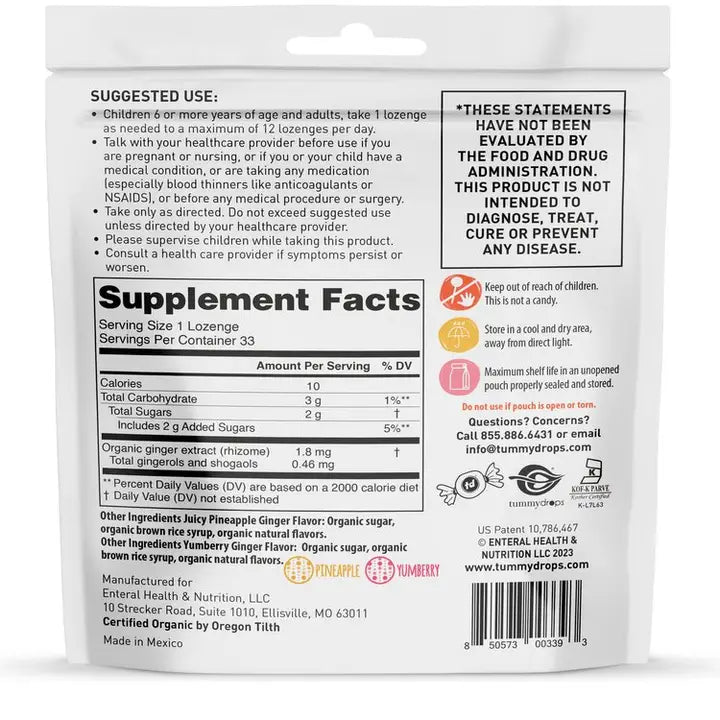 Organic Ginger Tropical Variety Bag Tummydrops, 33 ct