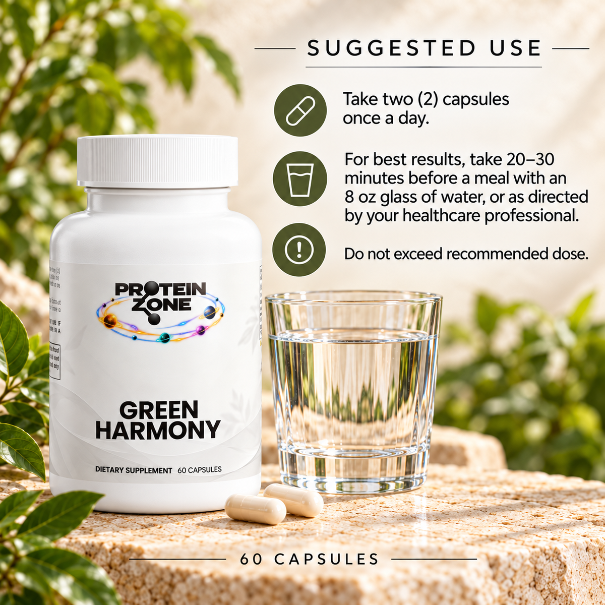 Green Harmony suggested use — two capsules once daily