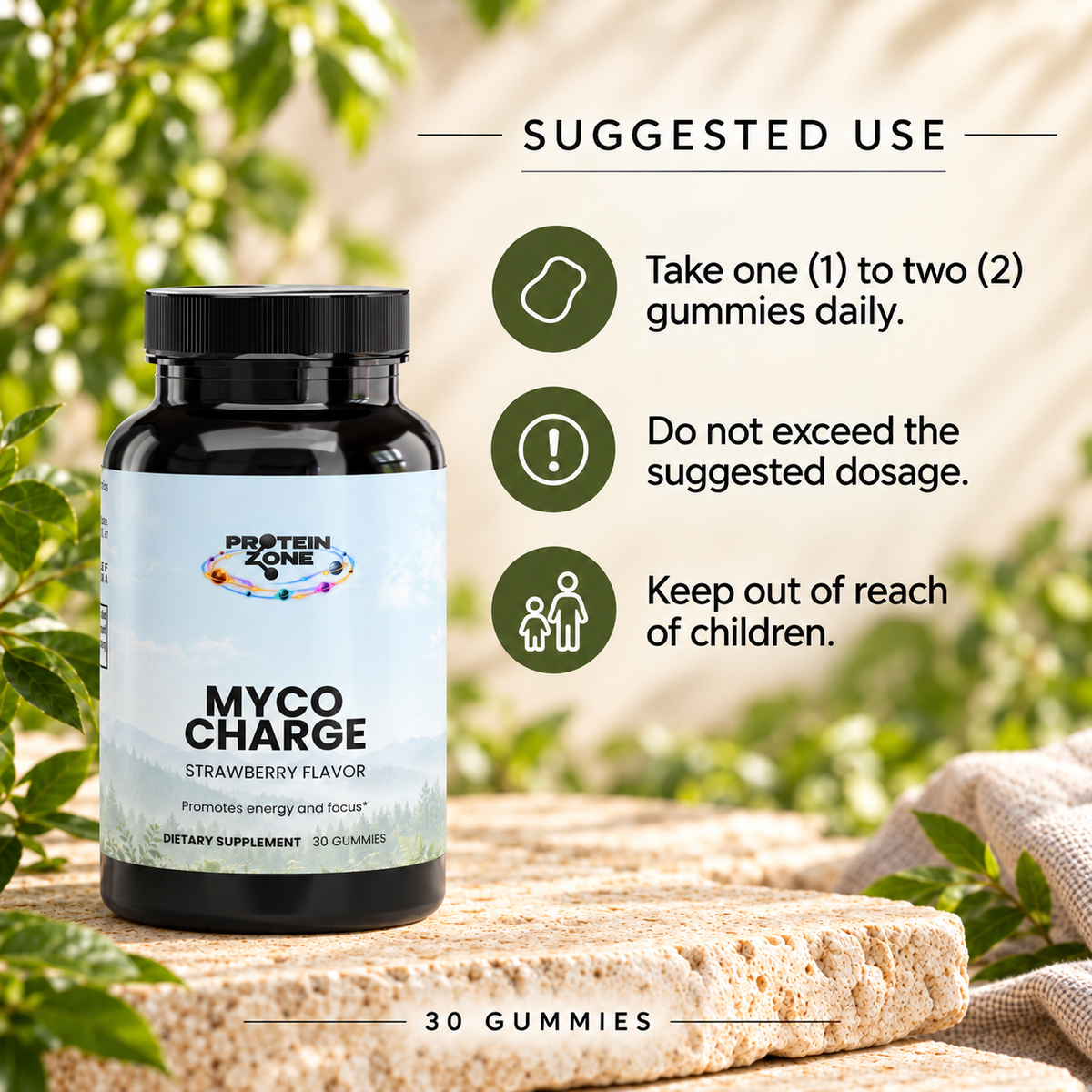 Myco Charge — Suggested Use — one to two gummies daily