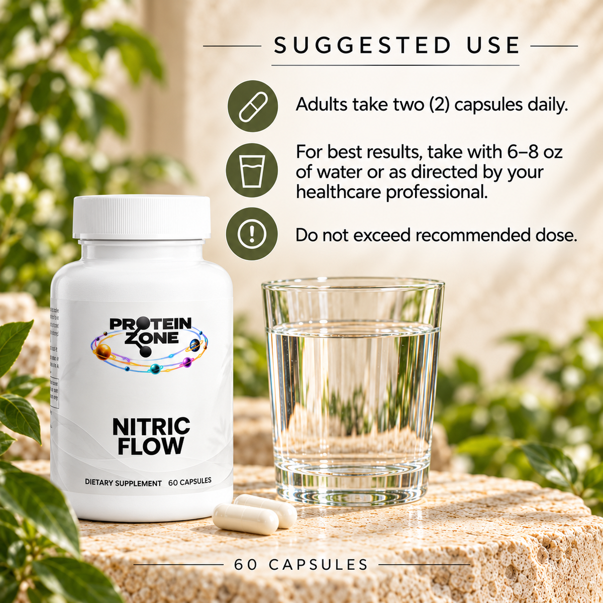 Nitric Flow suggested use — two capsules daily