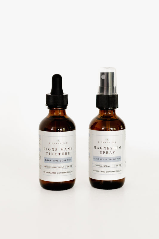 Lion’s Mane Tincture + Magnesium Spray Bundle (2 oz Each)