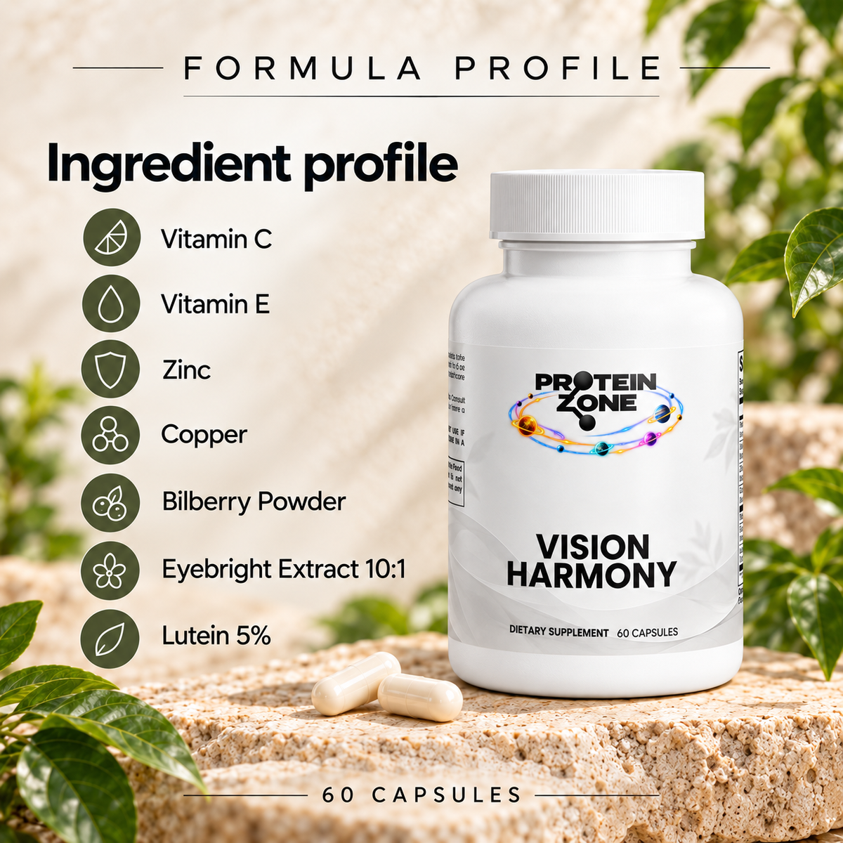 Protein Zone Vision Harmony formula — cream travertine and greenery